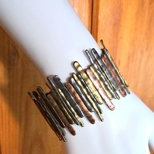 Mixed Metals Tribal/Brutalist Stretch Bracelet